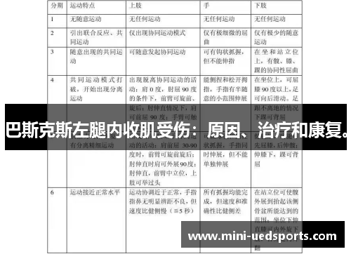 巴斯克斯左腿内收肌受伤：原因、治疗和康复。